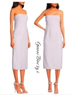 Gianni Bini x Caelynn Bell Tori Side Button Cut Out Strapless Midi Dress Lilac 6